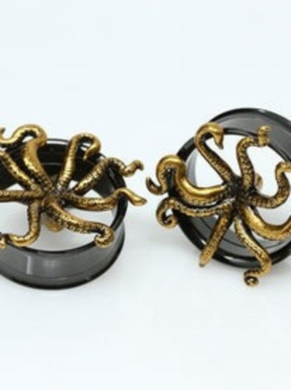 1" Octopus Tenticle Screw Back Metal Plugs One Inch Stainless Steel Tunnels